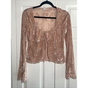 Kimchi Blue Womens Large Anthropologie Pink Babydoll Top Velvet Burnout